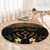 Personalised Kosrae Liberation Day Round Carpet Polynesian Tattoo and Plumeria Gold Color