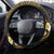 Kosrae Liberation Day Steering Wheel Cover Polynesian Tattoo and Plumeria Gold Color