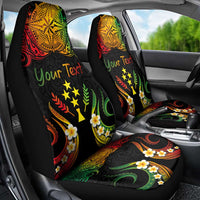 Personalised Kosrae Liberation Day Car Seat Cover Polynesian Tattoo and Plumeria Reggae Color