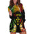 Personalised Kosrae Liberation Day Hoodie Dress Polynesian Tattoo and Plumeria Reggae Color