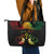 Personalised Kosrae Liberation Day Leather Tote Bag Polynesian Tattoo and Plumeria Reggae Color