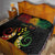 Personalised Kosrae Liberation Day Quilt Polynesian Tattoo and Plumeria Reggae Color