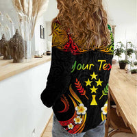 Personalised Kosrae Liberation Day Women Casual Shirt Polynesian Tattoo and Plumeria Reggae Color