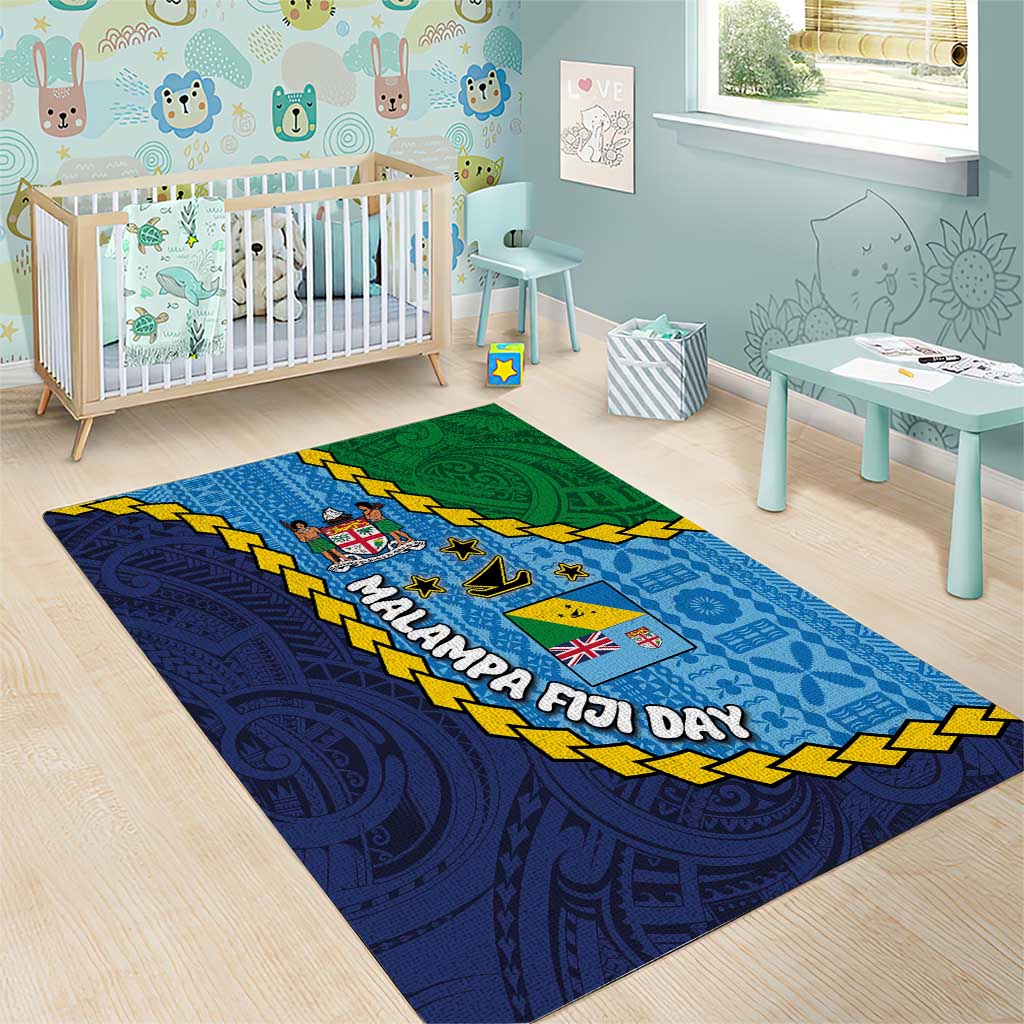 Malampa Fiji Day Area Rug National Symbols with Tapa Tribal and Polynesian Tattoo