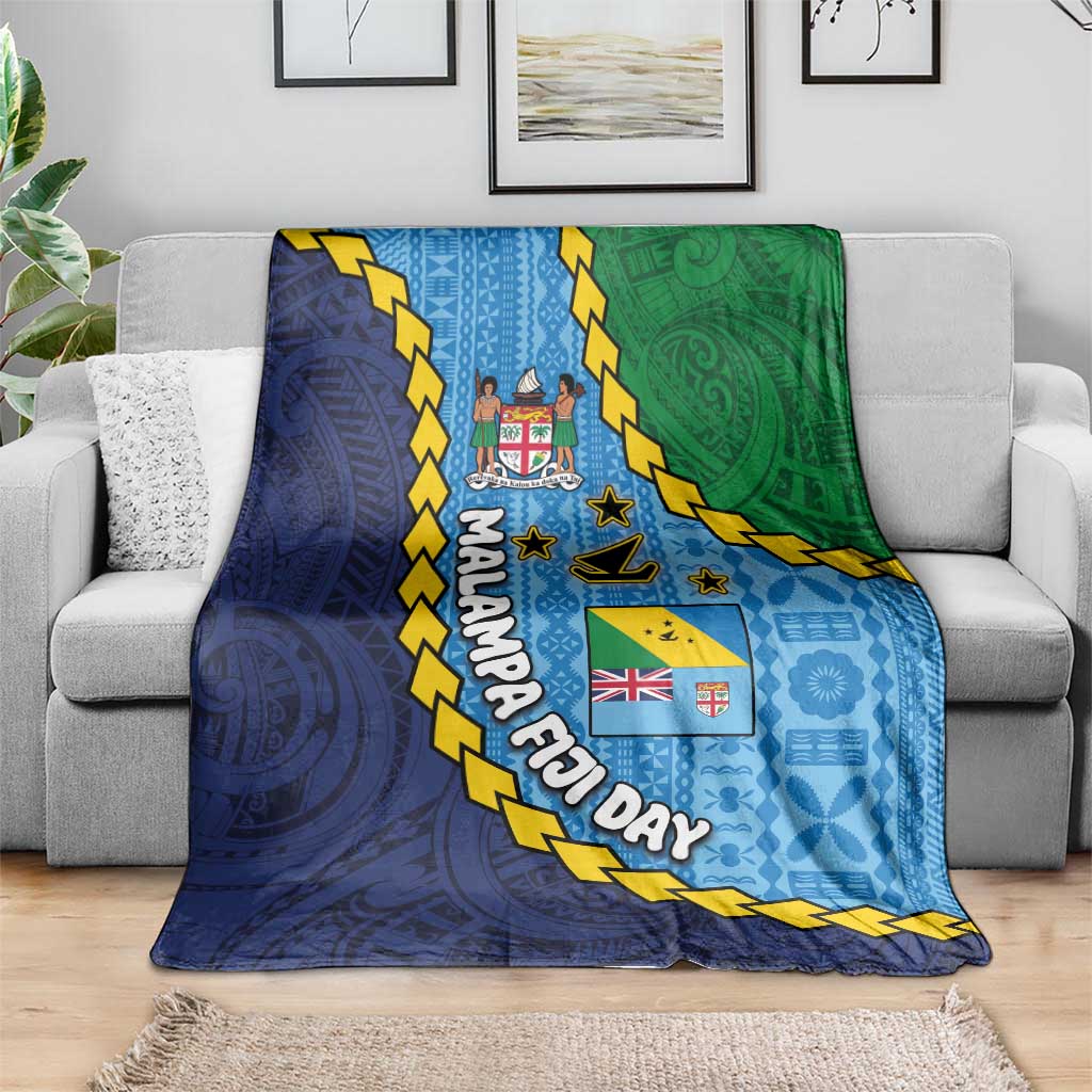 Malampa Fiji Day Blanket National Symbols with Tapa Tribal and Polynesian Tattoo