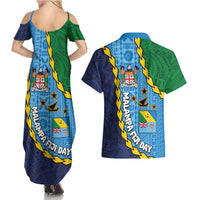 Malampa Fiji Day Couples Matching Summer Maxi Dress and Hawaiian Shirt National Symbols with Tapa Tribal and Polynesian Tattoo LT03 - Polynesian Pride