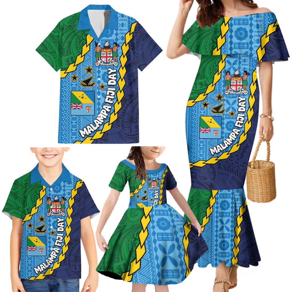 Malampa Fiji Day Family Matching Mermaid Dress and Hawaiian Shirt National Symbols with Tapa Tribal and Polynesian Tattoo LT03 - Polynesian Pride