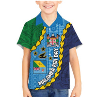 Malampa Fiji Day Family Matching Mermaid Dress and Hawaiian Shirt National Symbols with Tapa Tribal and Polynesian Tattoo LT03 Son's Shirt Blue - Polynesian Pride