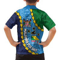 Malampa Fiji Day Family Matching Short Sleeve Bodycon Dress and Hawaiian Shirt National Symbols with Tapa Tribal and Polynesian Tattoo LT03 - Polynesian Pride