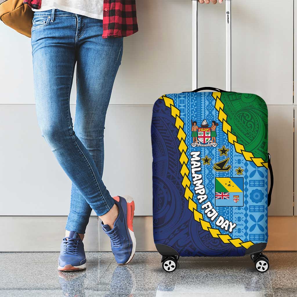 Malampa Fiji Day Luggage Cover National Symbols with Tapa Tribal and Polynesian Tattoo LT03 - Polynesian Pride