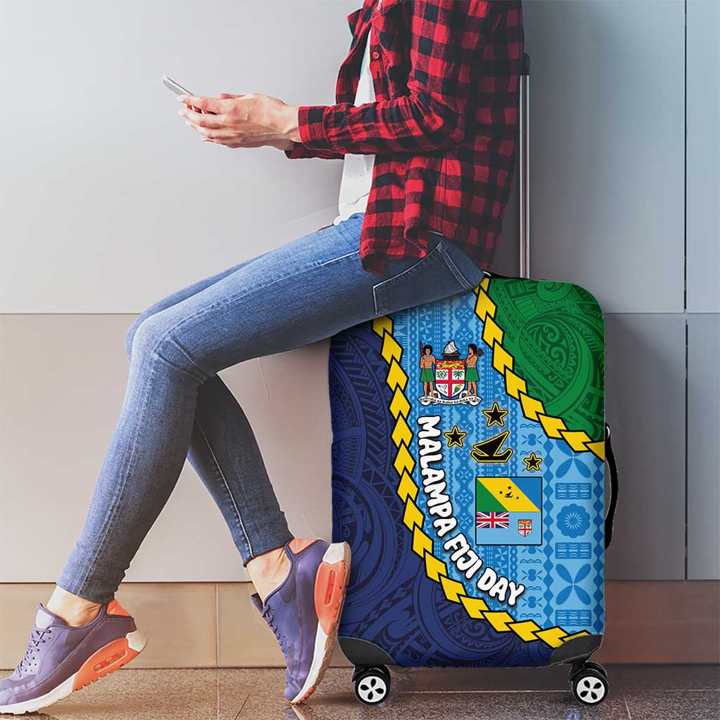 Malampa Fiji Day Luggage Cover National Symbols with Tapa Tribal and Polynesian Tattoo LT03 - Polynesian Pride