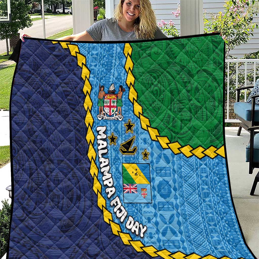 Malampa Fiji Day Quilt National Symbols with Tapa Tribal and Polynesian Tattoo