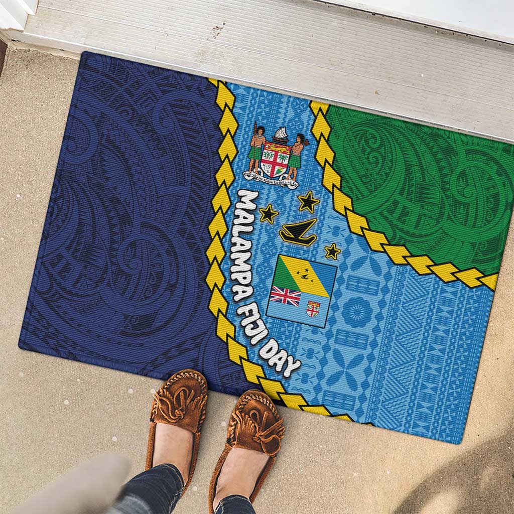 Malampa Fiji Day Rubber Doormat National Symbols with Tapa Tribal and Polynesian Tattoo LT03 - Polynesian Pride
