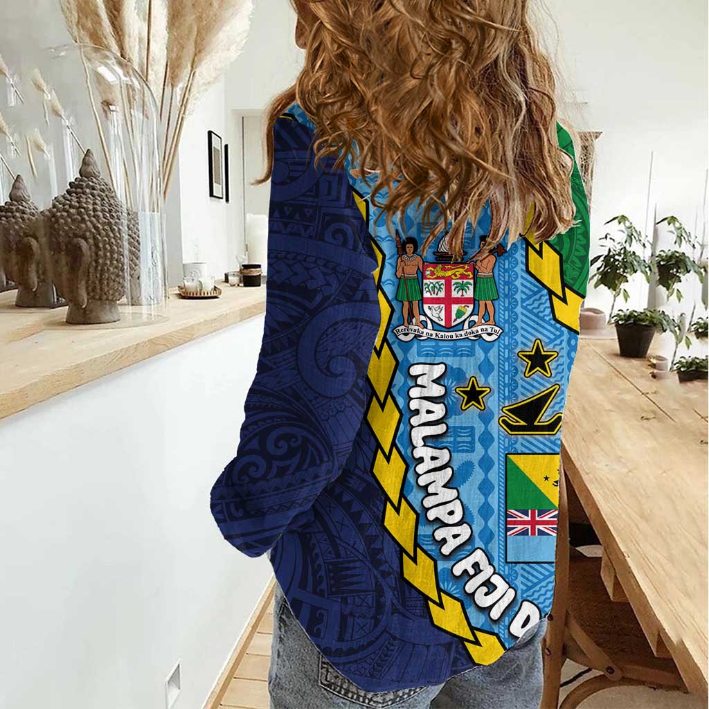 Malampa Fiji Day Women Casual Shirt National Symbols with Tapa Tribal and Polynesian Tattoo LT03 - Polynesian Pride