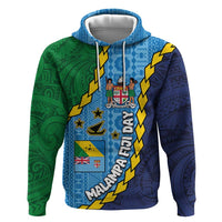 Malampa Fiji Day Zip Hoodie National Symbols with Tapa Tribal and Polynesian Tattoo LT03 Pullover Hoodie Blue - Polynesian Pride