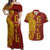 Tonga 676 Ngatu Tribal Tattoo Couples Matching Off Shoulder Maxi Dress and Hawaiian Shirt