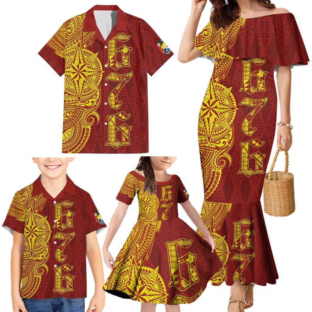 Tonga 676 Ngatu Tribal Tattoo Family Matching Mermaid Dress and Hawaiian Shirt LT03 - Polynesian Pride