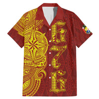 Tonga 676 Ngatu Tribal Tattoo Family Matching Mermaid Dress and Hawaiian Shirt LT03 Dad's Shirt - Short Sleeve Red - Polynesian Pride