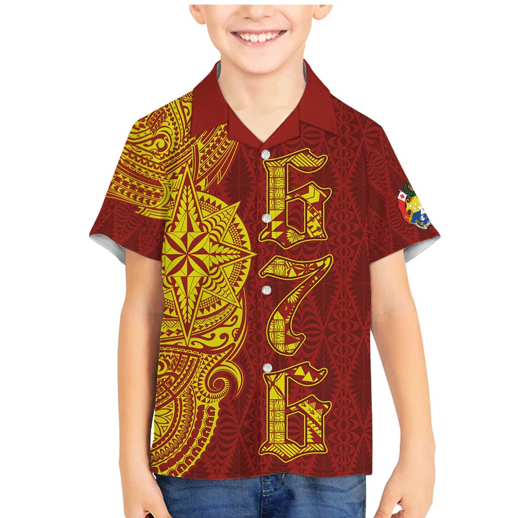 Tonga 676 Ngatu Tribal Tattoo Family Matching Mermaid Dress and Hawaiian Shirt LT03 Son's Shirt Red - Polynesian Pride