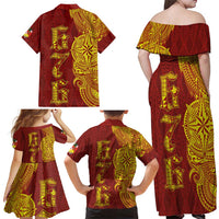 Tonga 676 Ngatu Tribal Tattoo Family Matching Off Shoulder Maxi Dress and Hawaiian Shirt