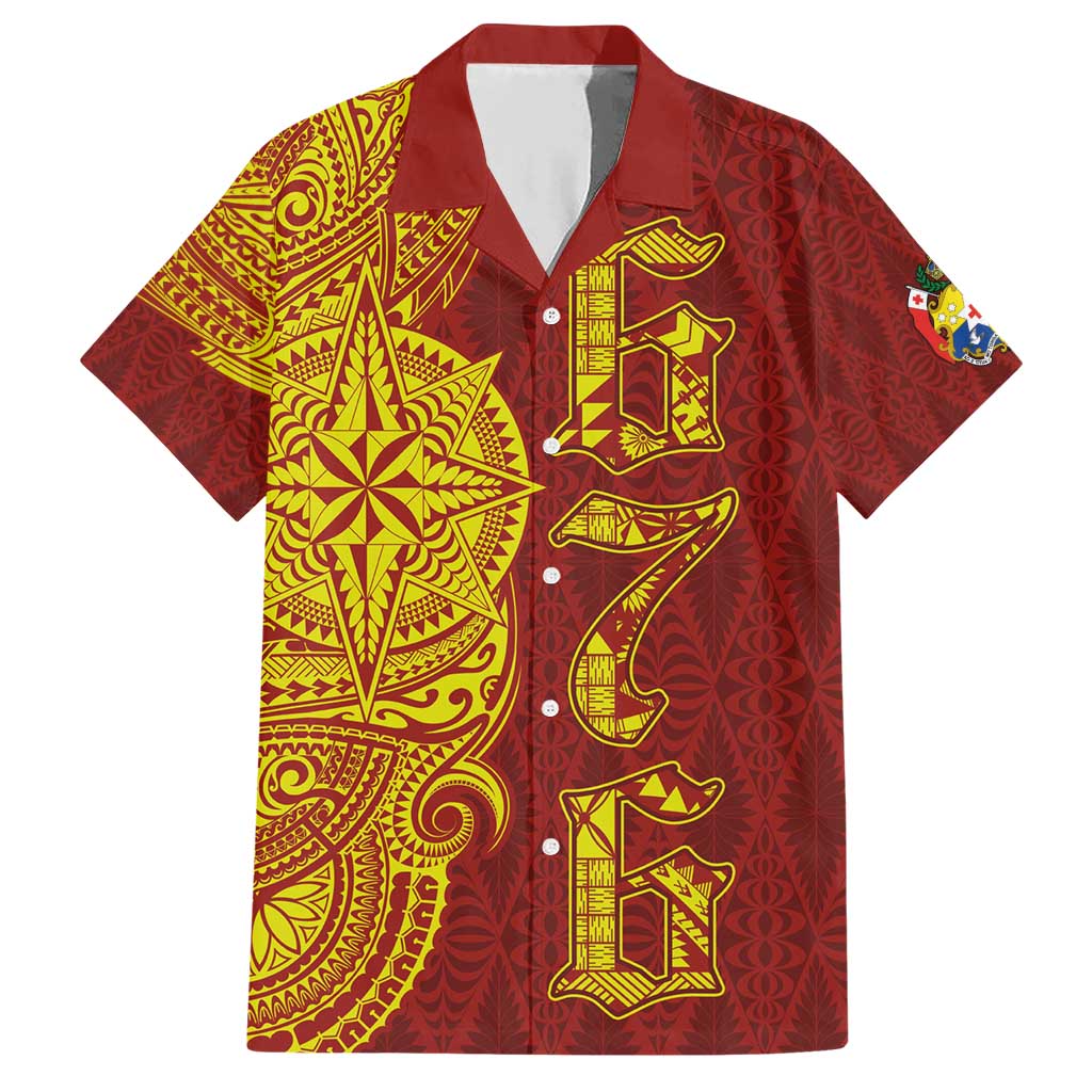 Tonga 676 Ngatu Tribal Tattoo Family Matching Short Sleeve Bodycon Dress and Hawaiian Shirt LT03 Dad's Shirt - Short Sleeve Red - Polynesian Pride