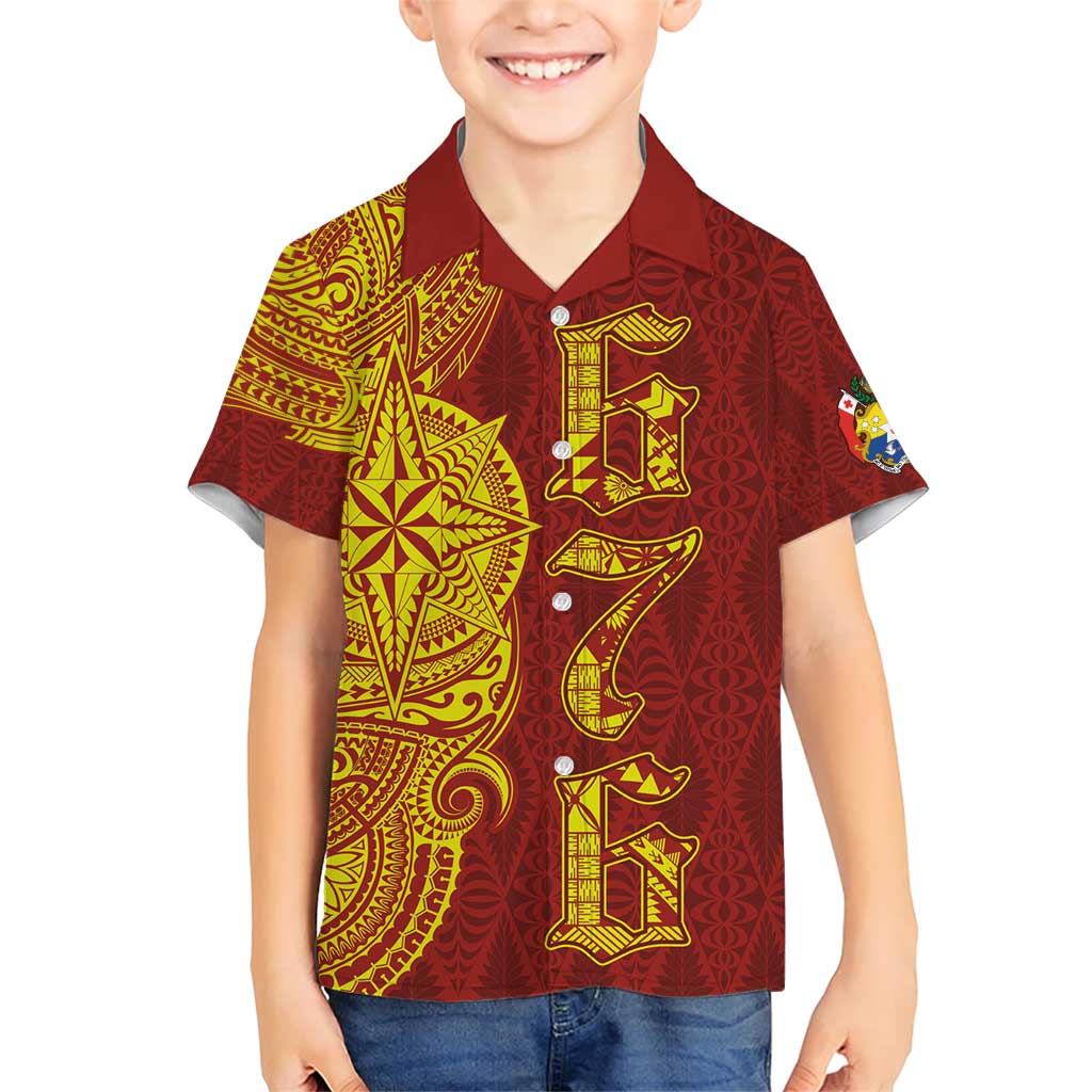 Tonga 676 Ngatu Tribal Tattoo Family Matching Short Sleeve Bodycon Dress and Hawaiian Shirt LT03 Son's Shirt Red - Polynesian Pride