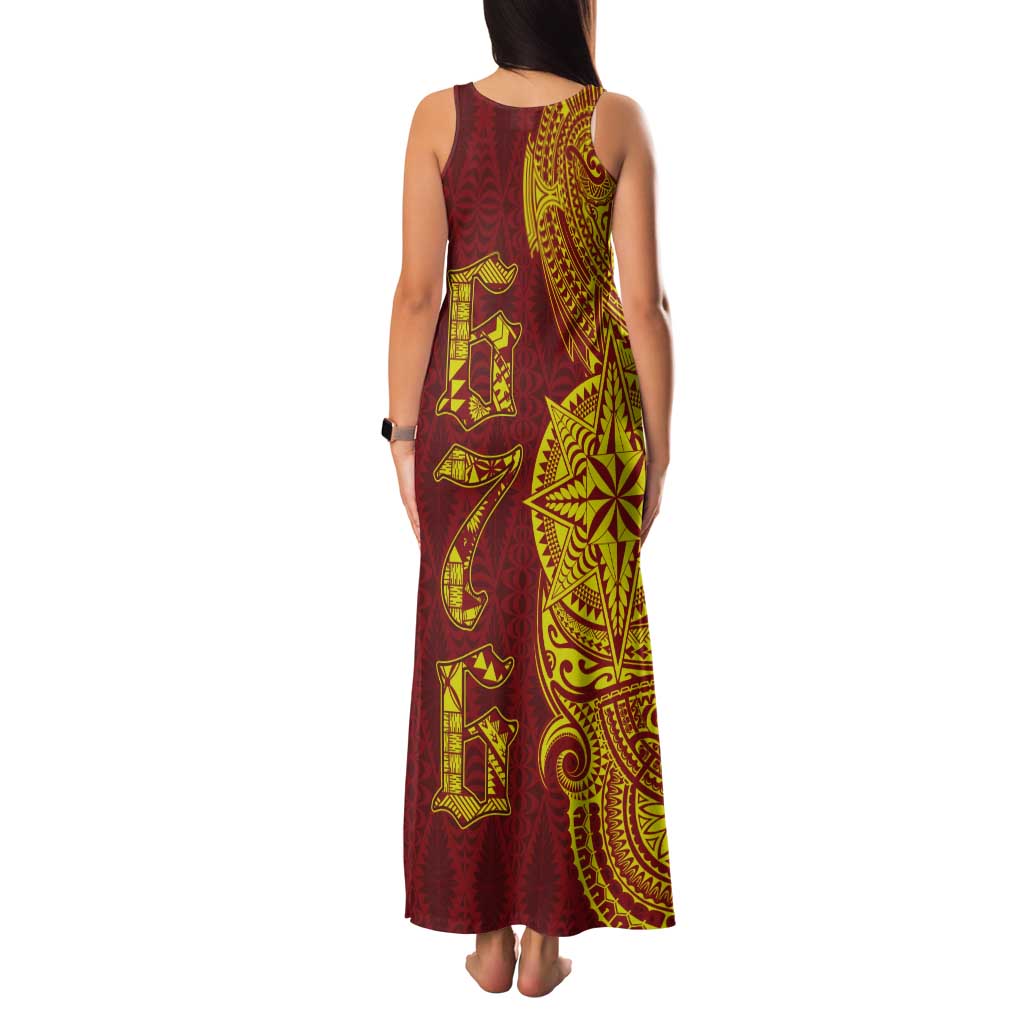 Tonga 676 Ngatu Tribal Tattoo Tank Maxi Dress