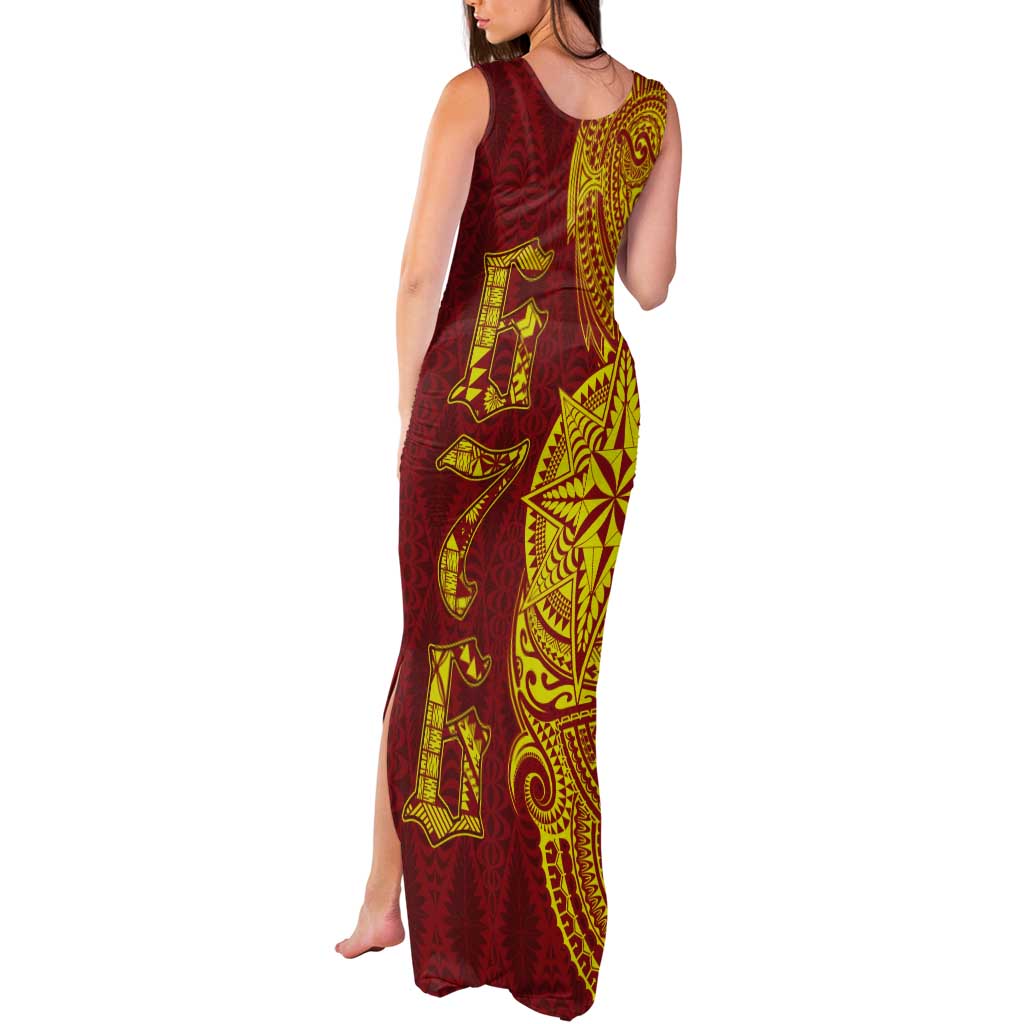 Tonga 676 Ngatu Tribal Tattoo Tank Maxi Dress