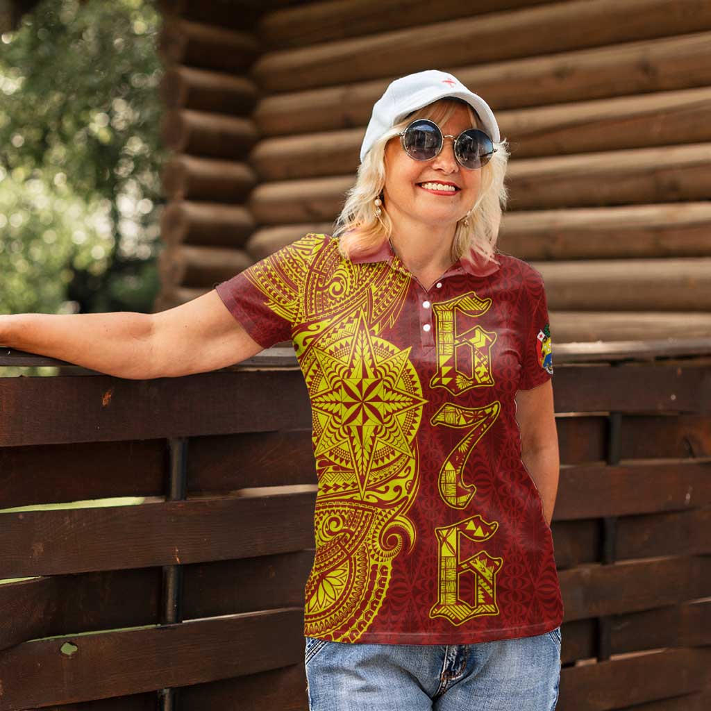 Tonga 676 Ngatu Tribal Tattoo Women Polo Shirt