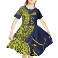 Personalised Tokelau Classic Ngatu Motifs Kid Short Sleeve Dress