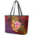 Hawaiian Hibiscus Turtle Tribal Polynesian Pattern Leather Tote Bag Colorful Color