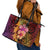 Hawaiian Hibiscus Turtle Tribal Polynesian Pattern Leather Tote Bag Colorful Color