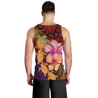 Hawaiian Hibiscus Turtle Tribal Polynesian Pattern Men Tank Top Colorful Color