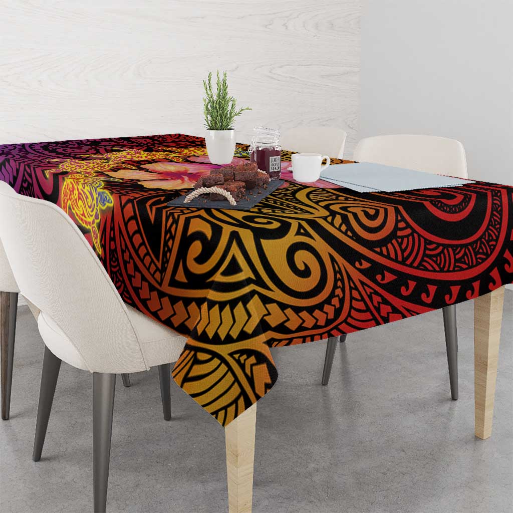 Hawaiian Hibiscus Turtle Tribal Polynesian Pattern Tablecloth Colorful Color