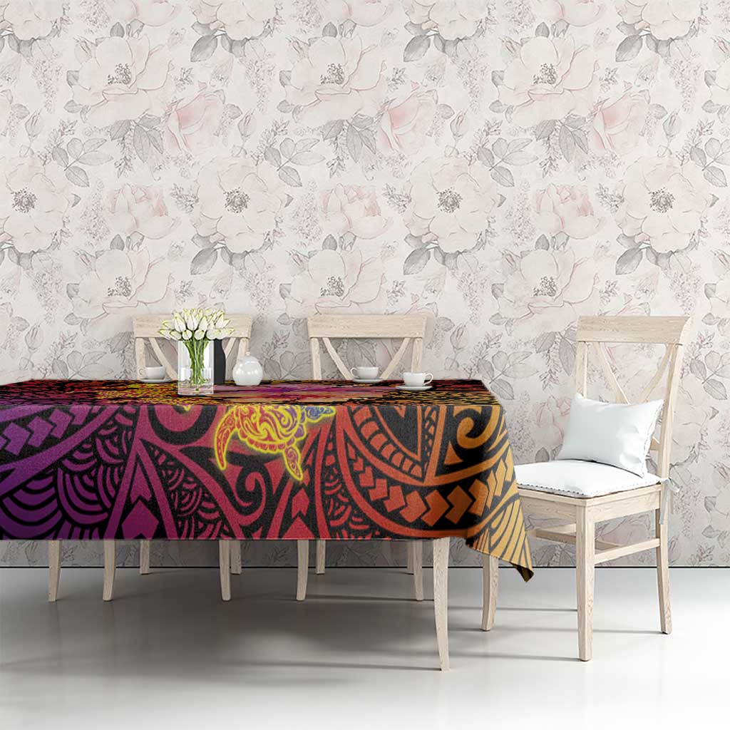Hawaiian Hibiscus Turtle Tribal Polynesian Pattern Tablecloth Colorful Color