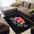 Hawaiian Hibiscus Turtle Tribal Polynesian Pattern Area Rug Black Color