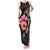 Hawaiian Hibiscus Turtle Tribal Polynesian Pattern Family Matching Tank Maxi Dress and Hawaiian Shirt Black Color