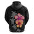 Hawaiian Hibiscus Turtle Tribal Polynesian Pattern Hoodie Black Color