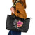 Hawaiian Hibiscus Turtle Tribal Polynesian Pattern Leather Tote Bag Black Color