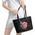 Hawaiian Hibiscus Turtle Tribal Polynesian Pattern Leather Tote Bag Black Color