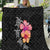 Hawaiian Hibiscus Turtle Tribal Polynesian Pattern Quilt Black Color