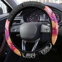 Hawaiian Hibiscus Turtle Tribal Polynesian Pattern Steering Wheel Cover Black Color LT03 - Polynesian Pride