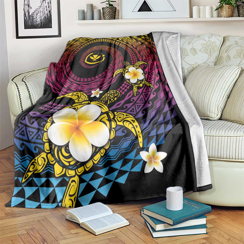 Hawaiian Plumeria Turtle Tribal Spiral Polynesian Tattoo Blanket Fanciful Color