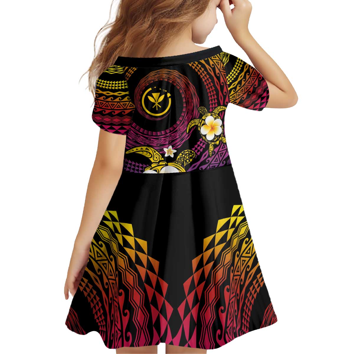 Hawaiian Plumeria Turtle Tribal Spiral Polynesian Tattoo Family Matching Puletasi and Hawaiian Shirt Fanciful Color LT03 - Polynesian Pride
