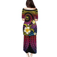 Hawaiian Plumeria Turtle Tribal Spiral Polynesian Tattoo Family Matching Puletasi and Hawaiian Shirt Fanciful Color LT03 - Polynesian Pride