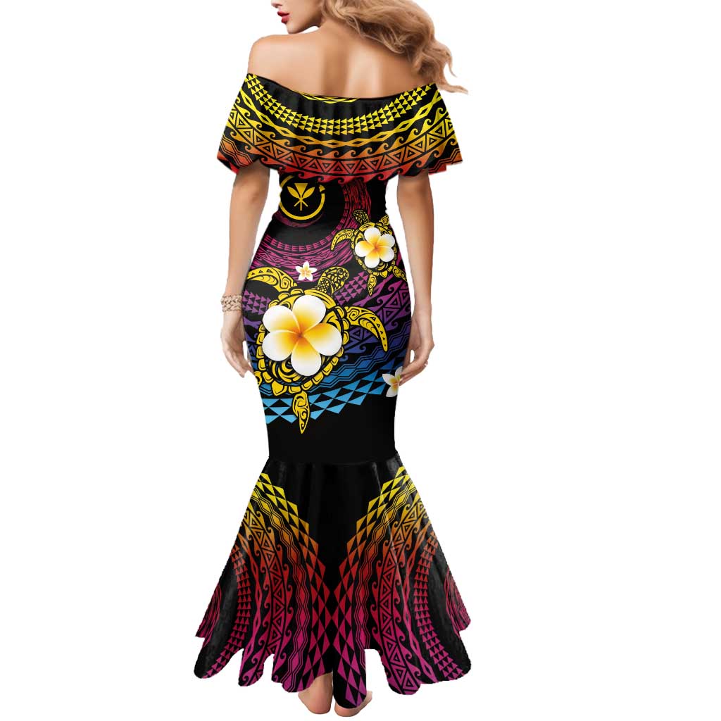 Hawaiian Plumeria Turtle Tribal Spiral Polynesian Tattoo Mermaid Dress Fanciful Color LT03 - Polynesian Pride