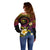 Hawaiian Plumeria Turtle Tribal Spiral Polynesian Tattoo Off Shoulder Sweater Fanciful Color