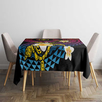 Hawaiian Plumeria Turtle Tribal Spiral Polynesian Tattoo Tablecloth Fanciful Color