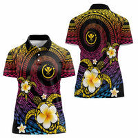 Hawaiian Plumeria Turtle Tribal Spiral Polynesian Tattoo Women Polo Shirt Fanciful Color LT03 - Polynesian Pride