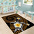 Hawaiian Plumeria Turtle Tribal Spiral Polynesian Tattoo Area Rug Gold Color